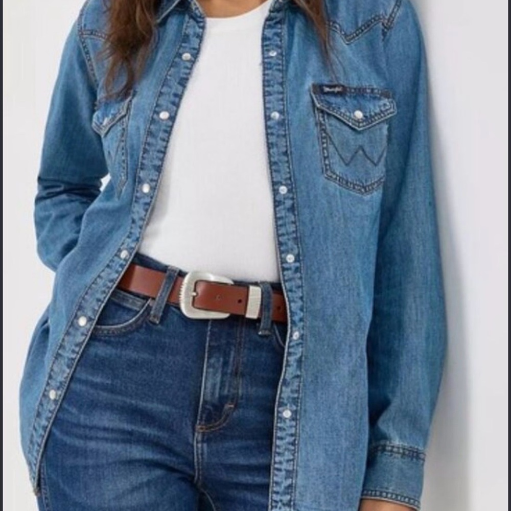 Wrangler Denim Button-Up Shirt - Blue -